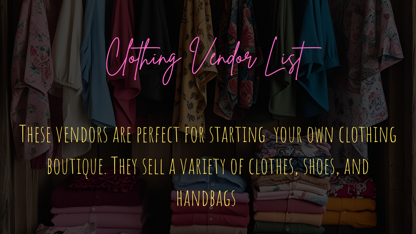Clothing Vendor List