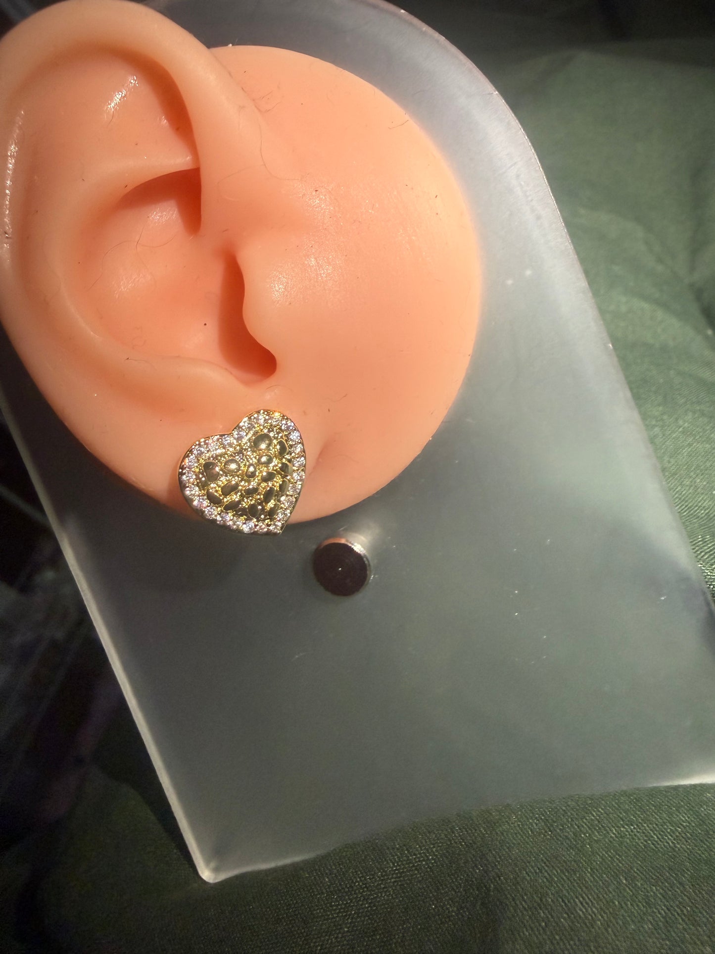 Diamond cut Heart Nugget Studs