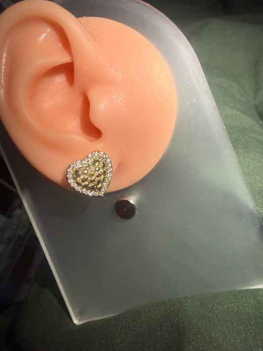 Diamond cut Heart Nugget Studs