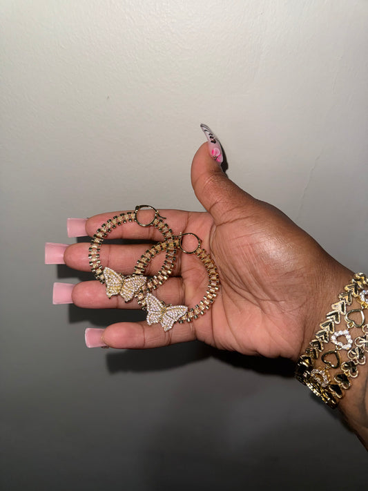 Bling Butterfly Hoops